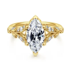 Outlet Gabriel & Co. Bryce - Vintage Inspired 14K Yellow Gold Split Shank Marquise Shape Diamond Engagement Ring