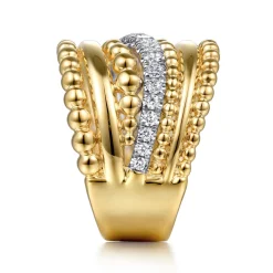 Hot Gabriel & Co. Bujukan Bold - 14K White and Yellow Gold Diamond Bujukan Multiple Row Wide Band Ring