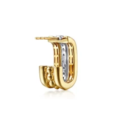 Gabriel & Co. Bujukan Bold - 14K White Yellow Gold Bujukan and Diamond J Hoop Stud Earrings