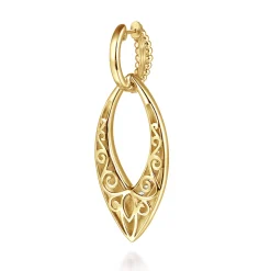 Gabriel & Co. Bujukan Bold - 14K Yellow Gold Bujukan and Diamond Marquise Huggie Drop Earrings