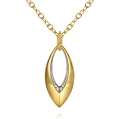 Hot Gabriel & Co. Bujukan Bold - 14K Yellow Gold Bujukan and Diamond Marquise Pendant Necklace