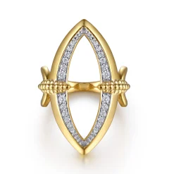 Gabriel & Co. Bujukan Bold - 14K Yellow Gold Bujukan and Diamond Marquise Ladies Ring