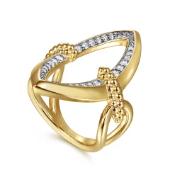 Gabriel & Co. Bujukan Bold - 14K Yellow Gold Bujukan and Diamond Marquise Ladies Ring