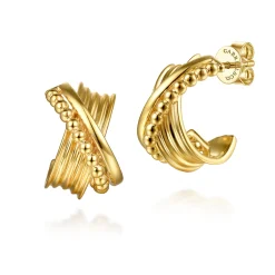 Gabriel & Co. Bujukan Bold - 14K Yellow Gold Bujukan Criss Cross J Hoop Earrings