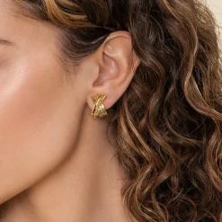 Gabriel & Co. Bujukan Bold - 14K Yellow Gold Bujukan Criss Cross J Hoop Earrings