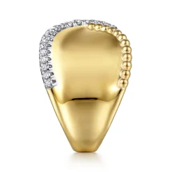 Sale Gabriel & Co. Bujukan Bold - 14K Yellow Gold Bujukan and Diamond Wide Band X Ring