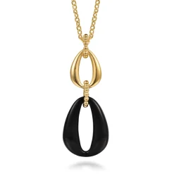 Gabriel & Co. Bujukan Bold - 14K Yellow Gold Bujukan Black Onyx Pendant Necklace