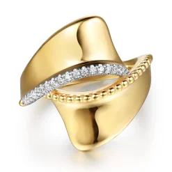 Outlet Gabriel & Co. Bujukan Bold - 14K Yellow Gold Bujukan and Diamond Bypass Ring