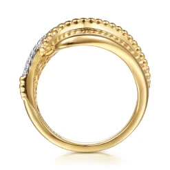 Outlet Gabriel & Co. Bujukan Bold - 14K Yellow Gold Bujukan and Diamond Bypass Ring
