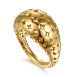 New Gabriel & Co. Bujukan Bold - 14K Yellow Plain Gold Wide Bujukan Band Ring