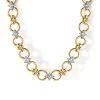 Hot Gabriel & Co. Bujukan Clover - 14K White Yellow Gold Bujukan Diamond and Hollow Link Chain Necklace