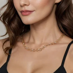 Hot Gabriel & Co. Bujukan Clover - 14K White Yellow Gold Bujukan Diamond and Hollow Link Chain Necklace