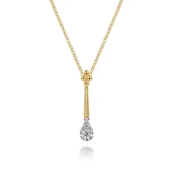 Hot Gabriel & Co. Bujukan Clover - 14K White Yellow Gold Bujukan and Diamond Teardrop Pendant Necklace