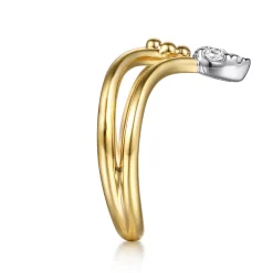 Hot Gabriel & Co. Bujukan Clover - 14K White Yellow Gold Bujukan and Diamond Chevron Ring