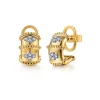 Best Gabriel & Co. Bujukan Clover - 14K White Yellow Gold Bujukan and Diamond J Hoop Earrings