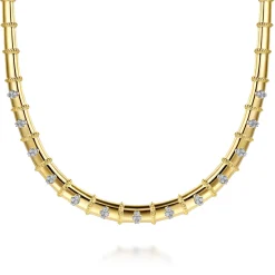 Outlet Gabriel & Co. Bujukan Clover - 14K White Yellow Gold Bujukan and Diamond Choker