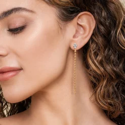 Gabriel & Co. Bujukan Clover - 14K White Yellow Gold Bujukan and Diamond Stud Drop Earrings