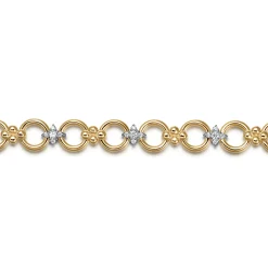 Gabriel & Co. Bujukan Clover - 14K White Yellow Gold Bujukan Diamond and Hollow Link Chain Bracelet