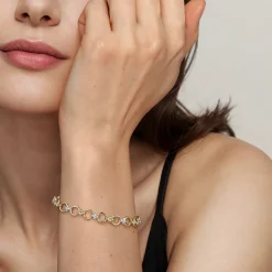 Gabriel & Co. Bujukan Clover - 14K White Yellow Gold Bujukan Diamond and Hollow Link Chain Bracelet