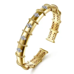 Outlet Gabriel & Co. Bujukan Clover - 14K White Yellow Gold Bujukan and Diamond Split Bangle Bracelet