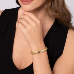 Outlet Gabriel & Co. Bujukan Clover - 14K White Yellow Gold Bujukan and Diamond Split Bangle Bracelet