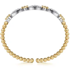 Gabriel & Co. Bujukan Clover - 14K White Yellow Gold Bujukan Clover and Diamond Marquise Split Bangle Bracelet