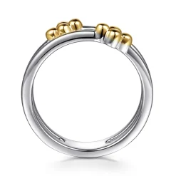 Discount Gabriel & Co. Bujukan Clover - 14K Yellow Gold and 925 Sterling Silver Bujukan Clover Easy Stackable Ring