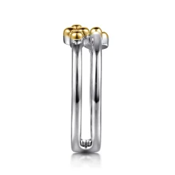 Discount Gabriel & Co. Bujukan Clover - 14K Yellow Gold and 925 Sterling Silver Bujukan Clover Easy Stackable Ring