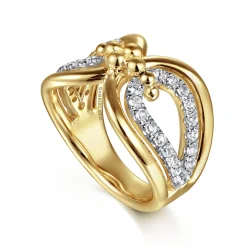 Online Gabriel & Co. Bujukan Clover - 14K Yellow Gold Bujukan Diamond Link Ring