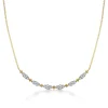 Clearance Gabriel & Co. Bujukan Clover - 14K Yellow Gold Curved Bujukan Bar Diamond Necklace