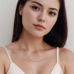 Clearance Gabriel & Co. Bujukan Clover - 14K Yellow Gold Curved Bujukan Bar Diamond Necklace