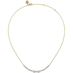 Clearance Gabriel & Co. Bujukan Clover - 14K Yellow Gold Curved Bujukan Bar Diamond Necklace