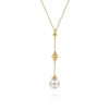 Hot Gabriel & Co. Bujukan Clover - 14K Yellow Gold Clover Bujukan and Pearl Drop Necklace