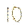 Discount Gabriel & Co. Bujukan Clover - 14K Yellow Gold 30mm Diamond Station Classic Hoop Earrings