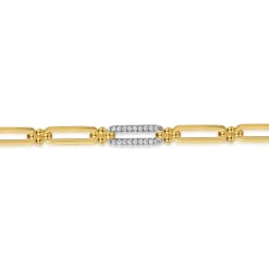Best Gabriel & Co. Bujukan Clover - Link Chain Bracelet 14K White and Yellow Gold Diamond 0.3ct Bujukan
