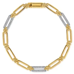 Best Gabriel & Co. Bujukan Clover - Link Chain Bracelet 14K White and Yellow Gold Diamond 0.3ct Bujukan
