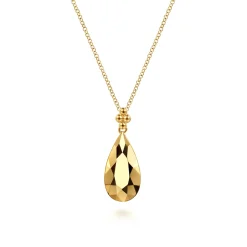 New Gabriel & Co. Bujukan Clover - Pendant Necklace Teardrop 14K Yellow Gold Bujukan