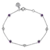 New Gabriel & Co. Bujukan Clover - 925 Sterling Silver Bujukan Clover and Amethyst Station Bracelet