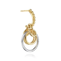 Best Gabriel & Co. Bujukan Link - 14K White Yellow Gold Bujukan and Diamond Drop J-Hoop Earrings