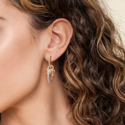 Best Gabriel & Co. Bujukan Link - 14K White Yellow Gold Bujukan and Diamond Drop J-Hoop Earrings
