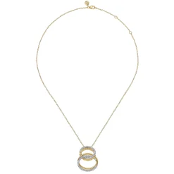 Hot Gabriel & Co. Bujukan Link - 14K White Yellow Gold Bujukan and Diamond Doule Row Link Drop Necklace