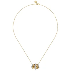 Clearance Gabriel & Co. Bujukan Link - 14K White Yellow Gold Bujukan Diamond Multi Row Pendant Necklace