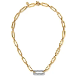 Sale Gabriel & Co. Bujukan Link - 14K White Yellow Gold Bujukan and Diamond Link Chain Necklace