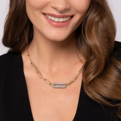 Sale Gabriel & Co. Bujukan Link - 14K White Yellow Gold Bujukan and Diamond Link Chain Necklace