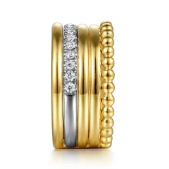 Sale Gabriel & Co. Bujukan Link - 14K White Yellow Gold Bujukan Diamond Easy Stackable Ring