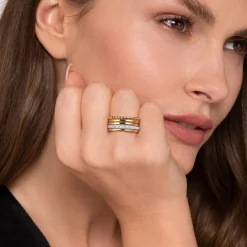 Sale Gabriel & Co. Bujukan Link - 14K White Yellow Gold Bujukan Diamond Easy Stackable Ring