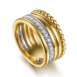 Sale Gabriel & Co. Bujukan Link - 14K White Yellow Gold Bujukan Diamond Easy Stackable Ring