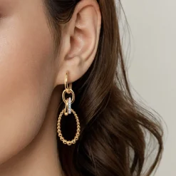 New Gabriel & Co. Bujukan Link - 14K Yellow Gold Bujukan Diamond Link Drop Earrings