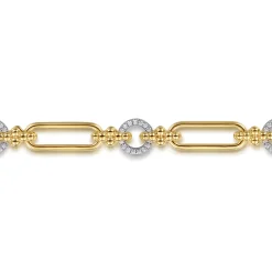 Outlet Gabriel & Co. Bujukan Link - 14K Yellow Gold Bujukan and Diamond Link Chain Tennis Bracelet