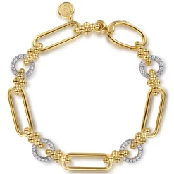 Outlet Gabriel & Co. Bujukan Link - 14K Yellow Gold Bujukan and Diamond Link Chain Tennis Bracelet